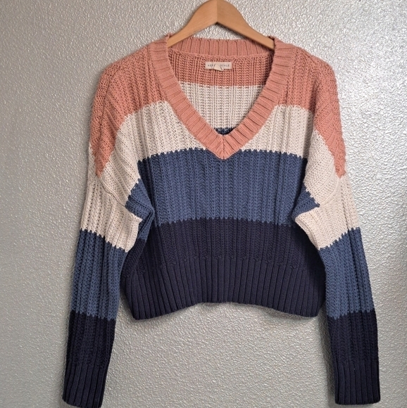 Aeropostale Colorblock  Cropped Knit Sweater Size XL - Picture 5 of 7